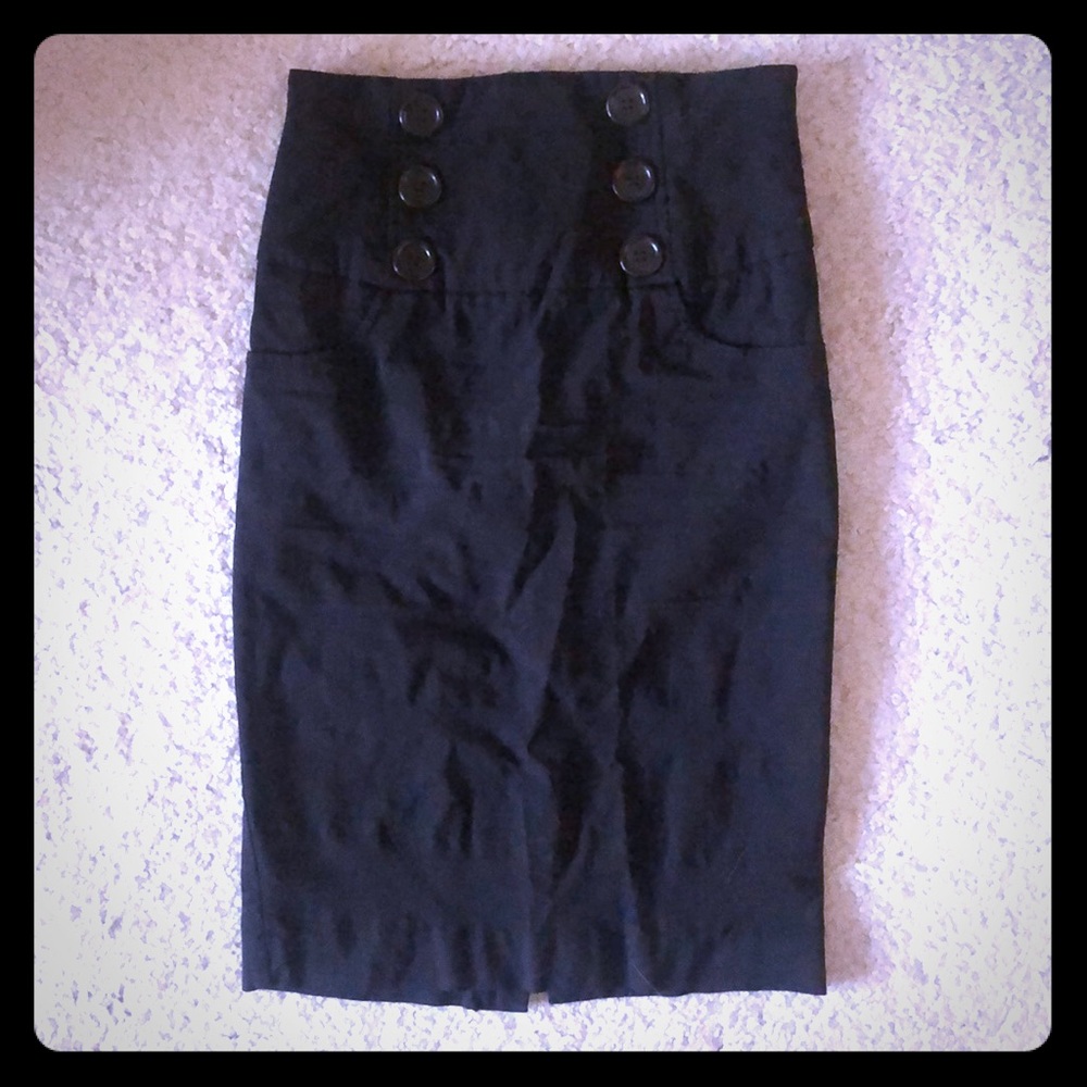 Black Business Casual Pencil Skirt